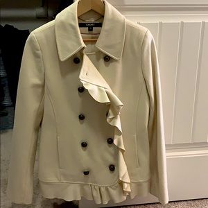DKNY ruffle pea coat